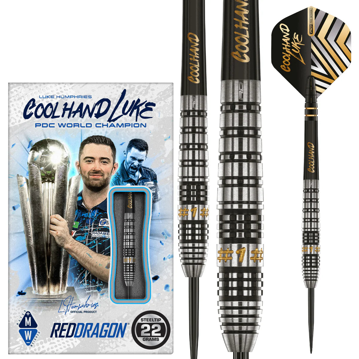 Luke Humphries Prestige 90% Tungsten Steel Tip Darts by Red Dragon