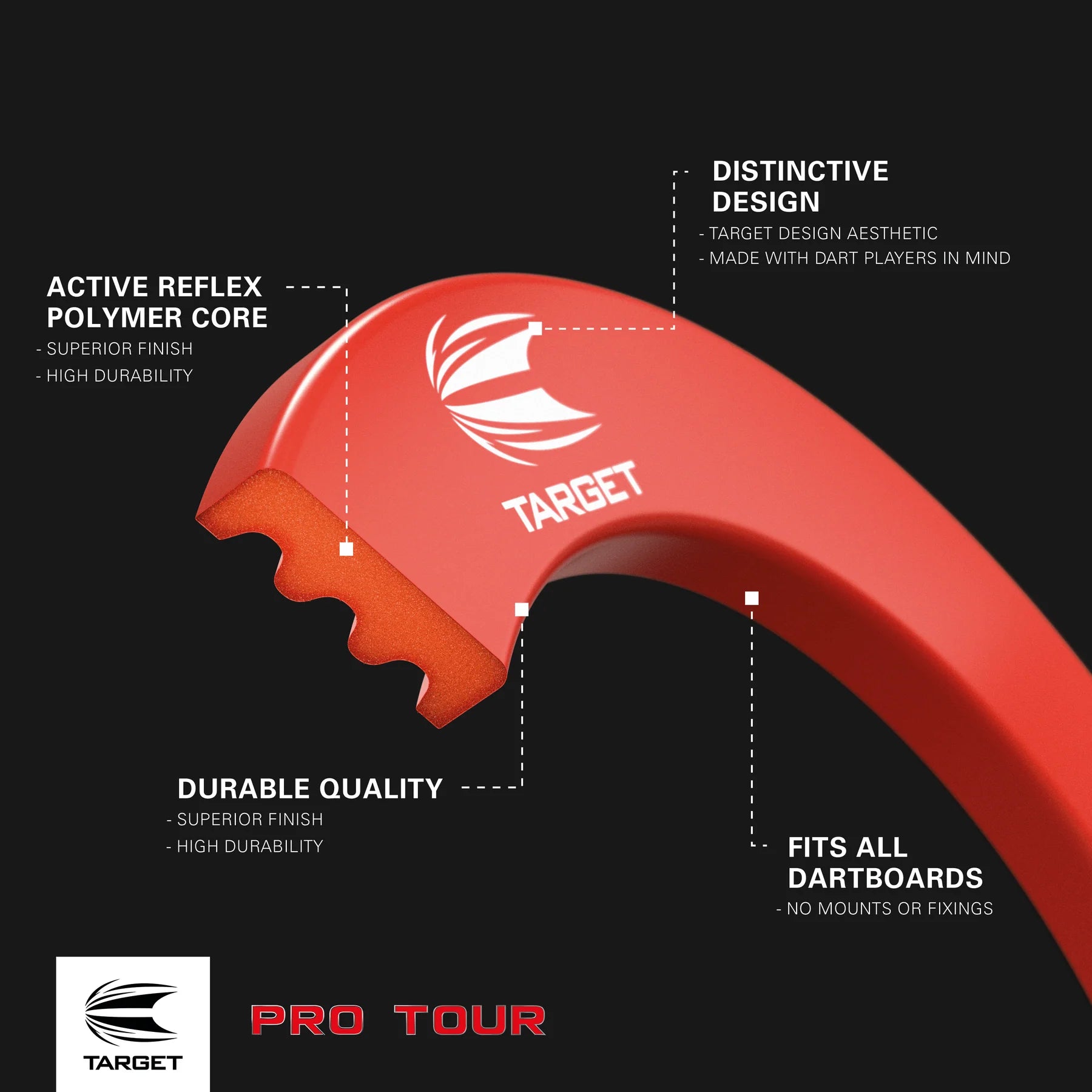Target Professional Pro Tour Red Dartboard Surround - Red