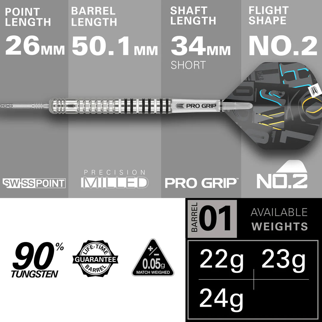 Chris Dobey G1 90% Tungsten Steel Tip Darts