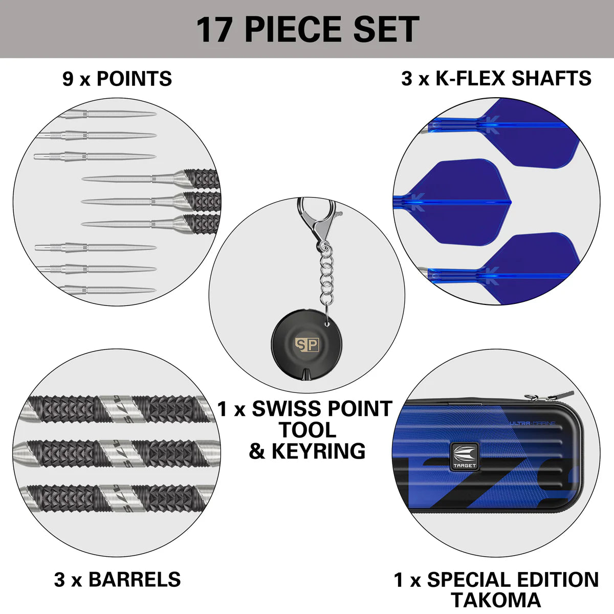 975 Ultra Marine 01 97.5% Tungsten Swiss Point Steel Tip Darts