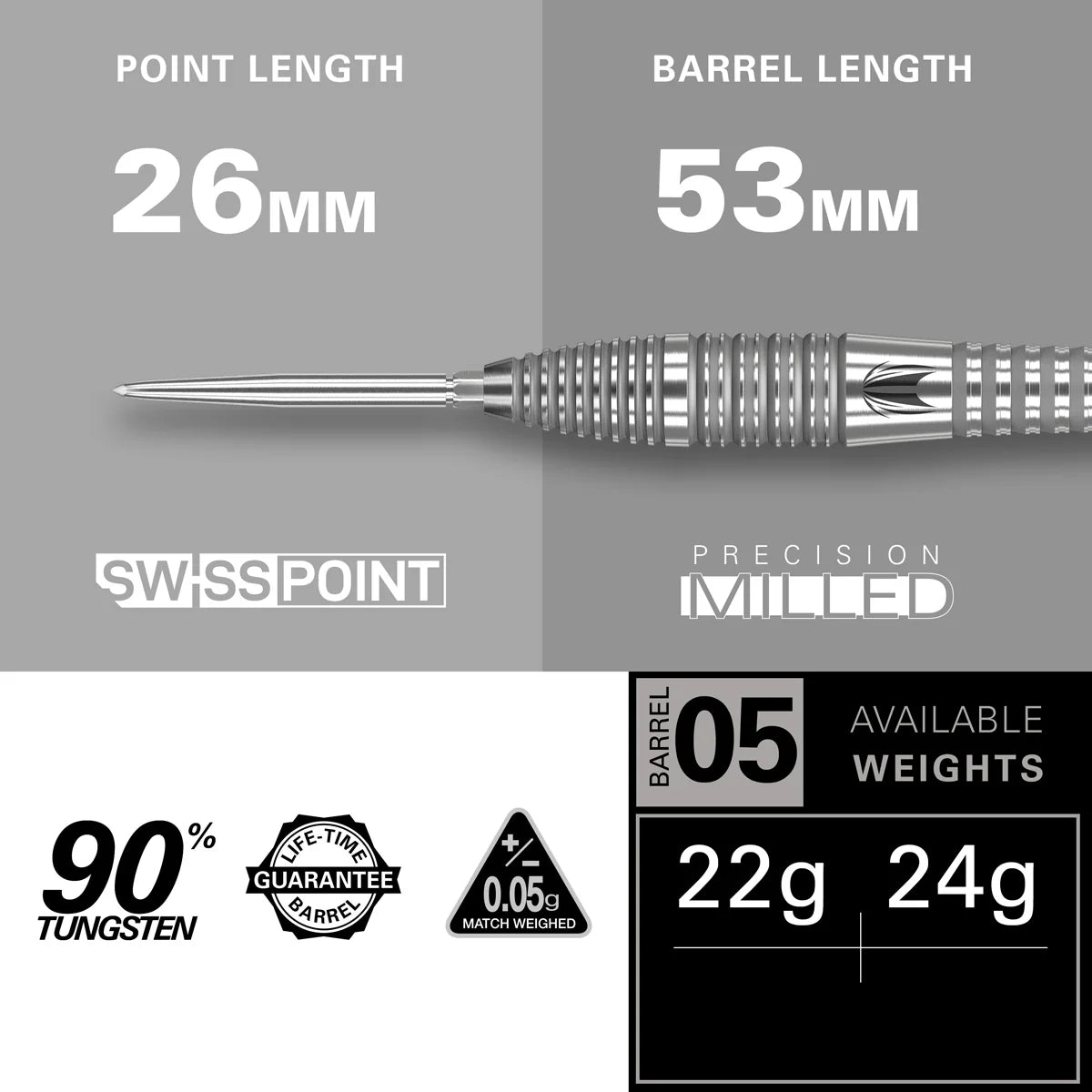 Bolide 05 Swiss Point 90% Tungsten Steel Tip Darts
