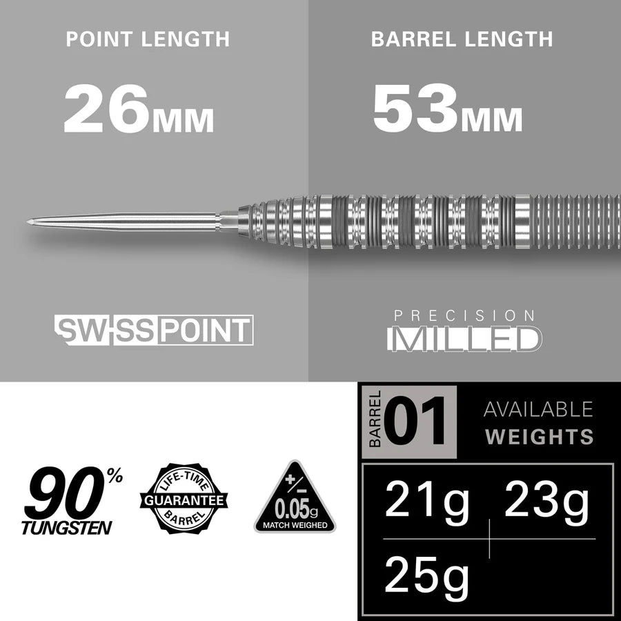Bolide 01 Swiss Point 90% Tungsten Steel Tip Darts