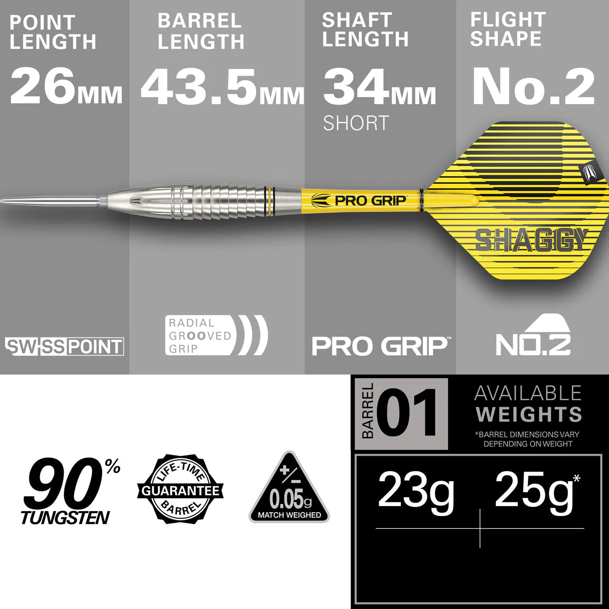 Scott Williams G1 90% Tungsten Swiss Steel Tip Darts