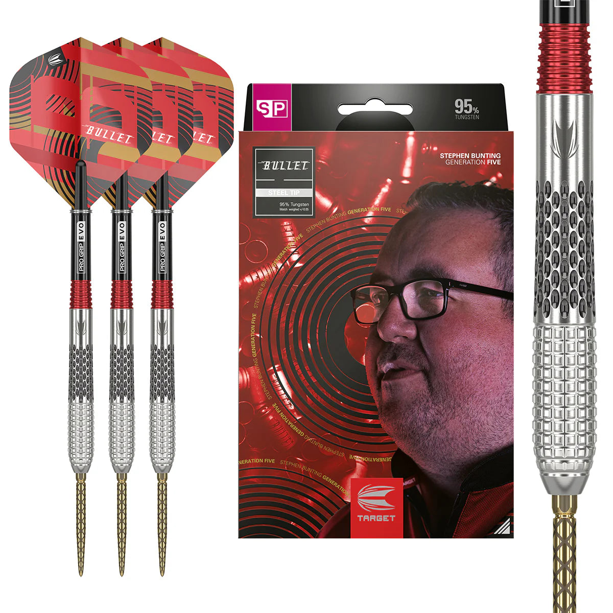 Stephen Bunting Gen 5 95% Tungsten SP Steel Tip Darts